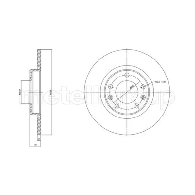 Bilde av METELLI 23 1759C Bremseskiver 268,0 12,0 5 71,1 fullt ut spraylakkert PEUGEOT: 308 SW 2, I Hatchback, II CITROËN: Berlingo Van