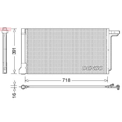 Bilde av DENSO DCN10028 Kondensator med tørker 718x391x16 R 134a 718 FORD: FOCUS 3, C Max 2, 3 Turnier