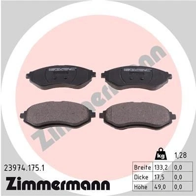 Bilde av ZIMMERMANN 23974.175.1 Bremseklosser Bildet viser leveranseinnholdet