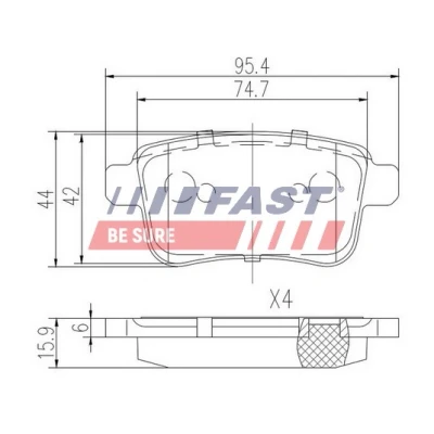 Bilde av FAST FT29528 Bremseklosser bakaksel ekskl. slitasjevarselkontakt RENAULT: Kangoo II Express, I, / Grand