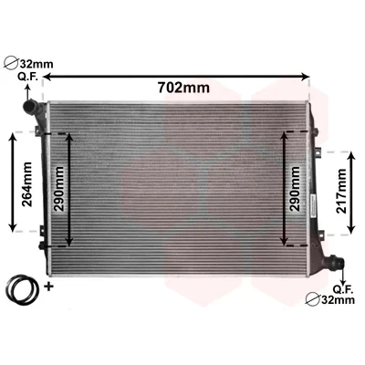 Bilde av VAN WEZEL 58002224 Radiator Aluminium 650 445 32 *** IR PLUS med tilbehør tilkobling venstre, høyre Kjøleribber loddet