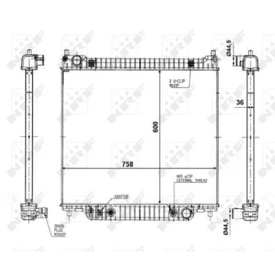 Bilde av NRF 56026 Radiator Aluminium 758 600 36 med påbyggingsdeler Kjøleribber loddet