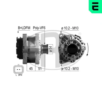 Bilde av ERA 210501A Dynamo 14V 97A FIAT: Ducato II Flatvogn lastebil/Chassis, PEUGEOT: Boxer Van, Minibuss