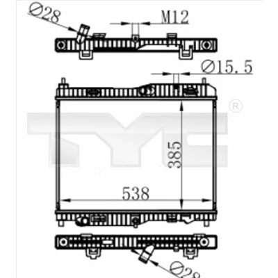 Bilde av TYC 710 0059 Radiator 538 385 22 Kjøleribber loddet FORD: FIESTA 7, Transit Courier Van