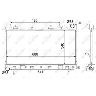 Bilde av NRF 53595 Radiator Aluminium 692 340 16 Manuel girkasse Kjøleribber loddet SUBARU: Forester I