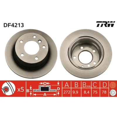 Bilde av TRW DF4213 Bremseskiver 272 9,9 5 120 fullt ut spraylakkert