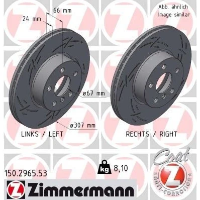 Bilde av ZIMMERMANN 150.2965.53 Bremseskiver 307 24 6/5 5 112 innvendig ventilert, med sliss belagt høy karbon BMW: 3 Touring, Sedan