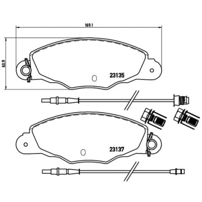 Bilde av BREMBO P 61 061 Bremseklosser inkl. slitasjevarselkontakt med bremsecaliperskruer uten tilbehør CITROËN: XM II Stasjonsvogn
