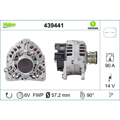 Bilde av VALEO 439441 Dynamo 14V 90A VOLKSWAGEN: Transporter 4 Bus, 5 Passat B6 Variant, AUDI: A3 Sportback, A4 B5 Avant, A2