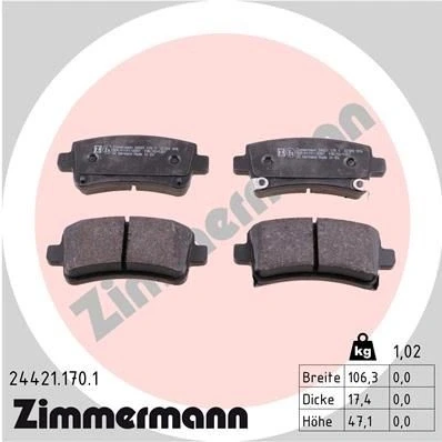 Bilde av ZIMMERMANN 24421.170.1 Bremseklosser med akustisk slitasjevarsel Bildet viser leveranseinnholdet OPEL: Insignia A Sports Tourer, Hatchback