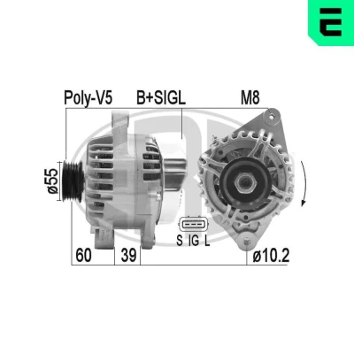 Bilde av ERA 209443A Dynamo 14V 80A TOYOTA: Avensis I Stasjonsvogn, Carina E Hatchback, Sedan