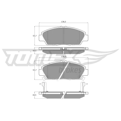 Bilde av TOMEX brakes TX 11 38 Bremseklosser framaksel med akustisk slitasjevarsel HONDA: Prelude 4, Accord 6 Limousine, V