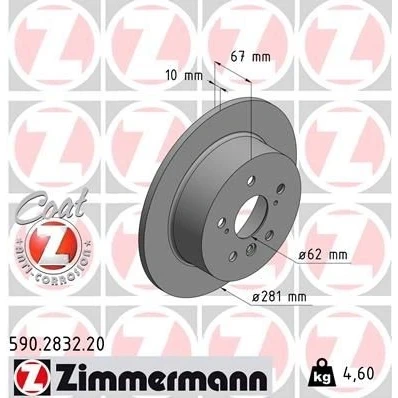 Bilde av ZIMMERMANN 590.2832.20 Bremseskiver 281 10 8/5 5 114 fullt ut belagt
