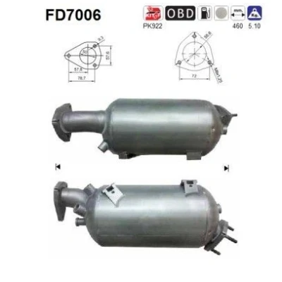Bilde av AS FD7006 Partikkelfilter Cordierit AUDI: A6 C6 Avant, A4 B7 Sedan