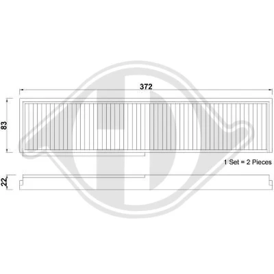 Bilde av DIEDERICHS DCI0010S Kupéfilter pollenfilter 372 87 22 Climate MERCEDES BENZ: W124 Stasjonsvogn, E Klasse Sedan, Cabrio