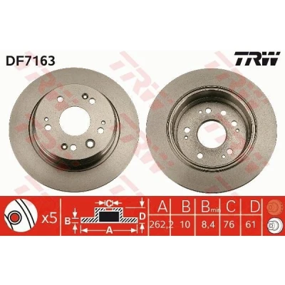 Bilde av TRW DF7163 Bremseskiver 282 12 5 114,3 fullt ut spraylakkert HONDA: FR V