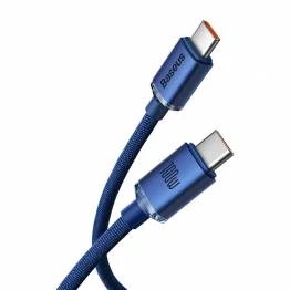 Bilde av Baseus Crystal Shine herdet vevd USB C kabel 100W 2m Blå