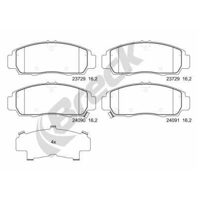 Bilde av BRECK 23729 00 701 Bremseklosser inkl. slitasjevarselkontakt HONDA: FR V, CIVIC 7 Hatchback, Legend 3 Limousine