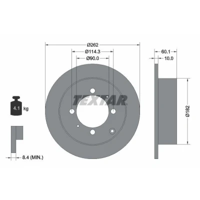 Bilde av TEXTAR 92104000 Bremseskiver 262 10 04/07 114,3 fullt ut uten hjulfestebolt, hjulnav MITSUBISHI: Lancer 7 Limousine, Galant 6,