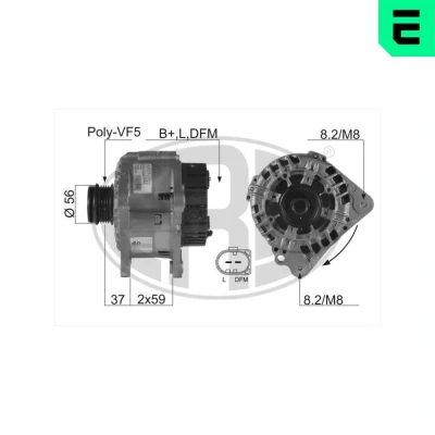 Bilde av ERA 210134A Dynamo 14V 140A AUDI: A6 C5 Avant, Sedan, A4 B6 VOLKSWAGEN: Passat B5 GP Stasjonsvogn, Sedan