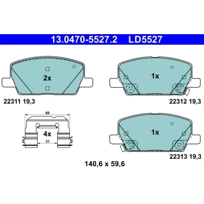 Bilde av ATE 13.0470 5527.2 Bremseklosser med akustisk slitasjevarsel tilbehør OPEL: Astra J Sports Tourer, Mokka / X, Zafira C Tourer