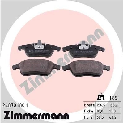 Bilde av ZIMMERMANN 24870.180.1 Bremseklosser Bildet viser leveranseinnholdet RENAULT: LAGUNA 3, 3 Grandtour