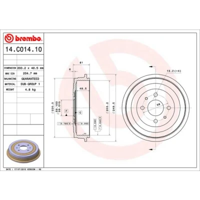 Bilde av BREMBO 14.C014.10 Bremsetrommel 203