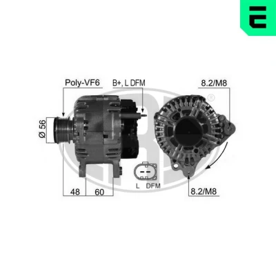 Bilde av ERA 210469A Dynamo 14V 140A VOLKSWAGEN: Multivan 5 (7HM, Transporter 5, Caddy 3, AUDI: A4 B6 Avant, A3 Sportback, B7 Avant