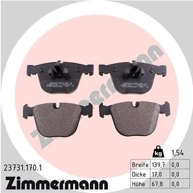 Bilde av ZIMMERMANN 23731.170.1 Bremseklosser klargjort for slitasjeindikator Bildet viser leveranseinnholdet BMW: 5 Touring, 7, GT
