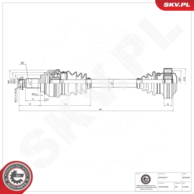 Bilde av Drivaksel, Høyre bakaksel Esen skv 40SKV082 bmw OE 33207559086, 33207561796, 33207580946