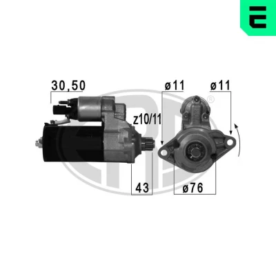 Bilde av ERA 220698A Starter 12 2 10, 11 VOLKSWAGEN: Touran I, Passat B6 Variant, Caddy 3, AUDI: TT Coupé, A3 Sportback, SKODA: Octavia Combi