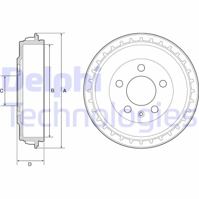 Bilde av DELPHI BF563 Bremsetrommel uten ABS sensorring, hjullager 250
