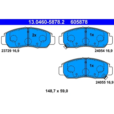 Bilde av ATE 13.0460 5878.2 Bremseklosser med akustisk slitasjevarsel HONDA: FR V, CIVIC 7 Hatchback, 8