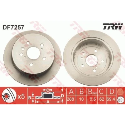 Bilde av TRW DF7257 Bremseskiver 288 10 5 114,3 fullt ut spraylakkert LEXUS: RX II
