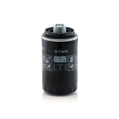 Bilde av MANN FILTER W 719/53 Oljefilter M 27 X 1.5 med to retursperreventil Påskruingsfilter VOLKSWAGEN: Transporter 5, Multivan 5 (7HM, Bus