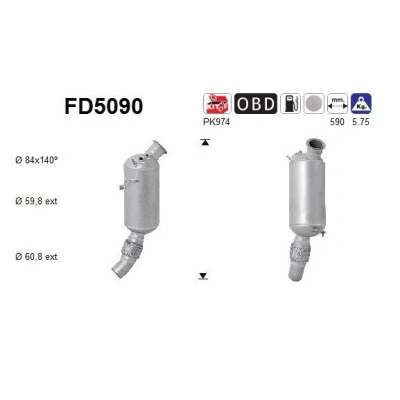 Bilde av AS FD5090 Partikkelfilter Euro 5 Cordierit BMW: Touring, 3 X3