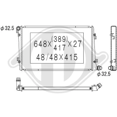 Bilde av DIEDERICHS DCM3454 Radiator 650 405 32 Climate VOLKSWAGEN: Touran I, Passat B6 Variant, Caddy 3, SKODA: Octavia 2 Combi, II Hatchback