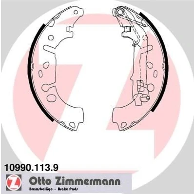 Bilde av ZIMMERMANN 10990.113.9 Bremsesko 228 40 med fjær, vippearm, Bildet viser leveranseinnholdet OPEL: Corsa D Hatchback, FIAT: Grande Punto Hatchback