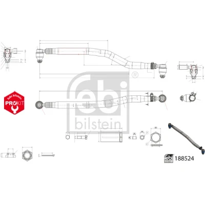 Bilde av FEBI BILSTEIN 188524 Styrestang framaksel, ytre støtstang