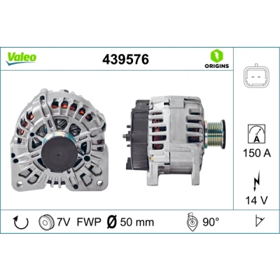 Bilde av VALEO 439576 Dynamo 14V 150A OPEL: Vivaro A Combi, Van, Flatvogn lastebil / Chassis, RENAULT: ESPACE 4, TRAFIC 2 Bus