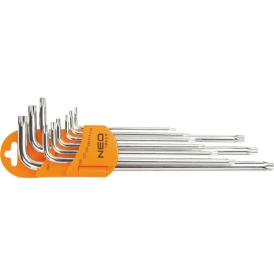 Bilde av NEO TOOLS 09 526 Vinkelskrutrekkersett T10,T15,T20,T25,T27, T30,T40,T45,T50 magnetisk Krom vanadium stål 9