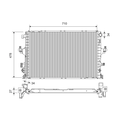 Bilde av VALEO 701390 Radiator Aluminium 478mm 710mm 27mm uten kjølemiddelregulator Kjøleribber loddet VOLKSWAGEN: Multivan 6