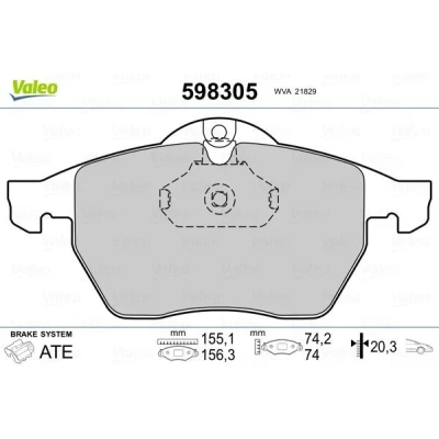 Bilde av VALEO 598305 Bremseklosser framaksel ekskl. slitasjevarselkontakt uten antiskrike blikk SAAB: 9 5 Stasjonsvogn, 3 Hatchback, Sedan