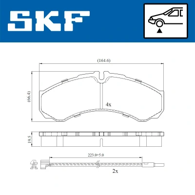 Bilde av SKF VKBP 80422 E Bremseklosser inkl. slitasjevarselkontakt