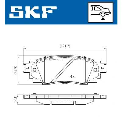 Bilde av SKF VKBP 90630 Bremseklosser ikke klargjort for slitasjeindikator TOYOTA: C HR, RAV4 V, Corolla XII Stasjonsvogn, LEXUS: RX IV