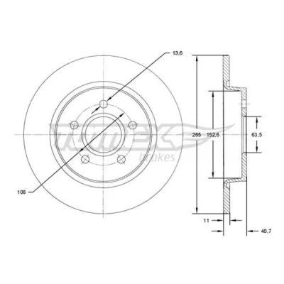 Bilde av Bremseskive TOMEX Brakes TX 71 94