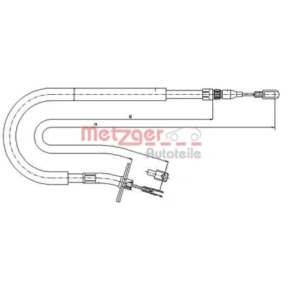 Bilde av METZGER 10.9875 Bremsekabel bakre venstre 1525/1350 Skivebrems COFLE MERCEDES BENZ: Sprinter 4 T Van, 3 Minibuss