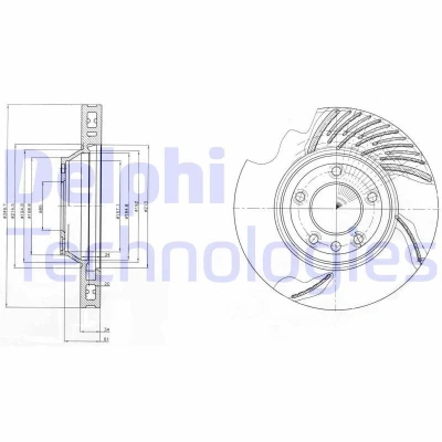 Bilde av DELPHI BG9950 Bremseskiver 350 34 5 ventilert oljet ubehandlet uten hjullager, ABS sensorring PORSCHE: Cayenne, AUDI: Q7, VOLKSWAGEN: Touareg I