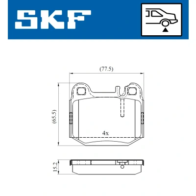 Bilde av SKF VKBP 90482 Bremseklosser klargjort for slitasjeindikator