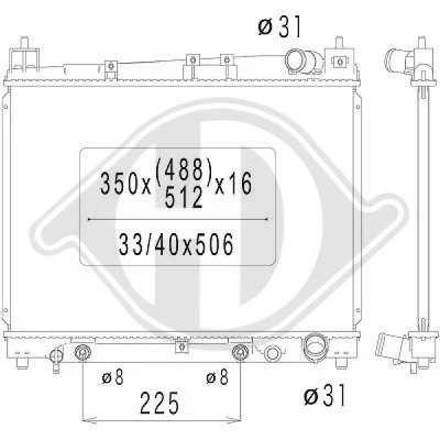 Bilde av DIEDERICHS DCM3214 Radiator 350 488 16 Climate TOYOTA: Yaris I Hatchback